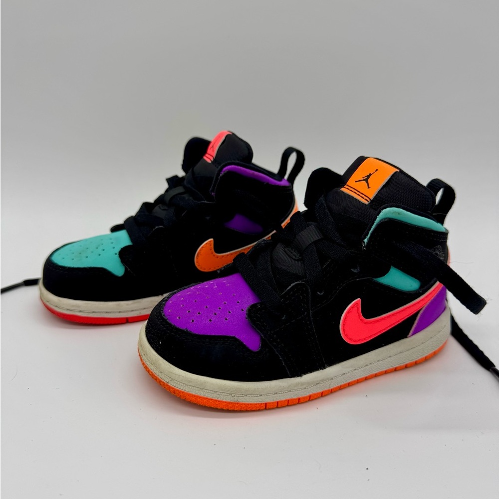 Nike Air Jordan 1 Mid Size 7 Kids Candy Colored Multi Sneakers